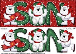 Large Dl Xmas Son with Polar Bears Quick Card N Decoupage
