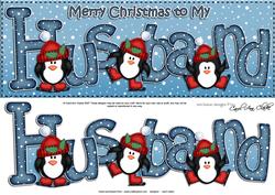 Large Dl Xmas Husband with Penguins Quick Card 3D Decoupage