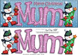 Large Dl Xmas Mum with Snowmen Quick Card 3D Decoupage