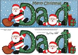 Large Dl Xmas Dad with Santa Quick Card 3D Decoupage