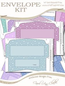10 Mini Dl (80 x 215mm) Xmas Falling Snow Envelope Kit