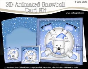 3D Oops Westie Dog Xmas Animated Moveable Snowball Card Kit