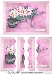 Flower Filled Wheelbarrow Wavey Edged Side Stacker