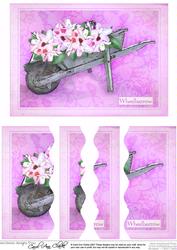 Flower Filled Wheelbarrow Wavey Edged Side Stacker