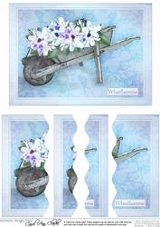 Flower Filled Wheelbarrow Wavey Edged Side Stacker