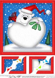 8 x 8 Ben Polar Bear Xmas Love Scalloped Corner Topper