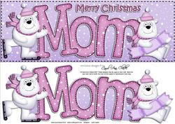 Large Dl Xmas Mom with Polar Bears Quick Card 3D Decoupage