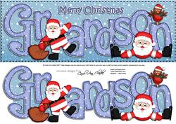 Large Dl Xmas Grandson with Santa Quick Card 3D Decoupage