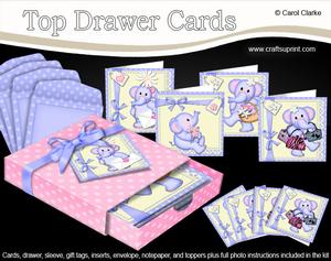 3D Top Drawer Lola and Lil Elephant Notelet Cards Bumper Kit