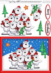 A5 Xmas Polar Bears Quick Card N 3D Decoupage
