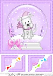 8 x 8 Xmas Jess Westie Dog Snowglobe Scalloped Corner