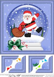 8 x 8 Xmas Santa's Sack Snowglobe Scalloped Corner