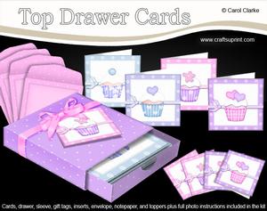 3D Top Drawer Sweet Cupcakes Notelet Cards Bumper Kit