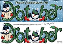 Large Dl Xmas Brother with Snowmen Quick Card 3D Decoupage