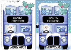 Xmas Santa Express A5 Quick Card N 3D Decoupage