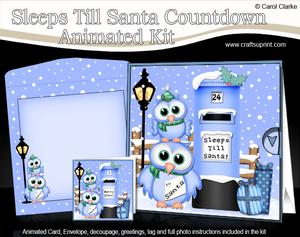 3D Xmas Owls Sleeps Till Santa Countdown Moveable Card
