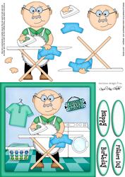 Bert Does the Ironing Quick Card N 3D Decoupage