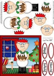 Bert's Christmas Pud Quick Card N 3D Decoupage