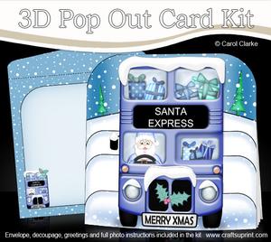 3D Xmas Santa Express Pop Out Card Kit