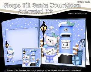 3D Xmas Teddy Ed Sleeps Till Santa Countdown Moveable