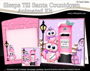 3D Xmas Owls Sleeps Till Santa Countdown Moveable Card