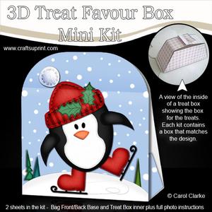3D Xmas Skating Penguin Treat or Favour Box Mini Kit