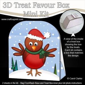 3D Xmas Robin Treat or Favour Box Mini Kit