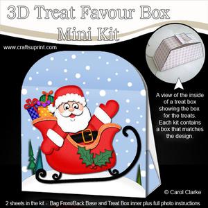 3D Xmas Santa's Sleigh Treat or Favour Box Mini Kit