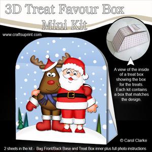 3D Xmas Santa and Rudolph Treat or Favour Box Mini Kit