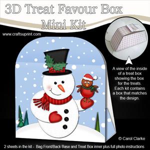 3D Xmas Snowman Treat or Favour Box Mini Kit