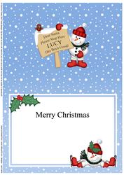 Xmas Snowman Lucy's Been Good Matching A5 Insert