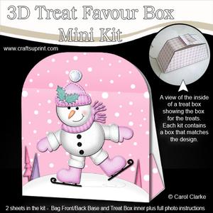 3D Xmas Skating Snowman Treat or Favour Box Mini Kit