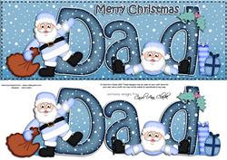 Large Dl Xmas Dad with Santa Quick Card 3D Decoupage
