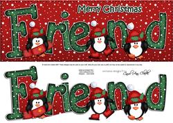 Large Dl Xmas Friend with Penguins Quick Card 3D Decoupage