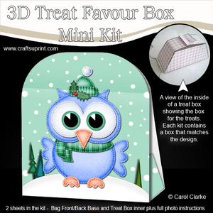 3D Xmas Little Hoot Owl Treat or Favour Box Mini Kit