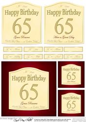 65th Birthday Red Wine Label with 3D Decoupage