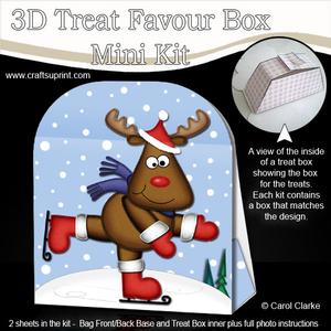 3D Xmas Skating Rudolph Treat or Favour Box Mini Kit