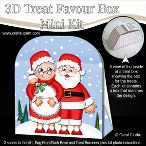3D Xmas Santa & Mrs Claus Treat or Favour Box Mini Kit