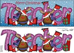 Large Dl Xmas Teacher with Rudolph Quick Card N Decoupage