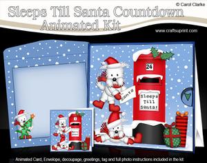 3D Xmas Westie Dogs Sleeps Till Santa Countdown Moveable
