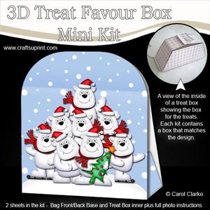 3D Xmas Polar Bears Treat or Favour Box Mini Kit