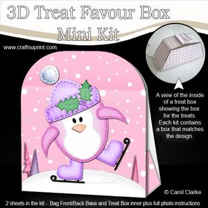 3D Xmas Skating Penguin Treat or Favour Box Mini Kit