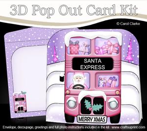 3D Xmas Santa Express Pop Out Card Kit