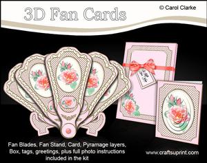 3D Floral Fan Card Roses with Stand, Gift Card N Box