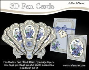 3D Floral Fan Card Violas with Stand, Gift Card N Box