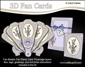 3D Floral Fan Card Bluebells with Stand, Gift Card N Box