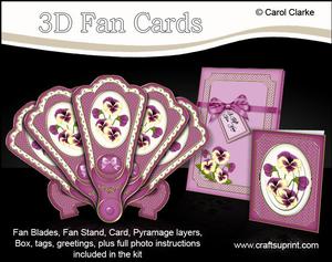 3D Floral Fan Card Pansies with Stand, Gift Card N Box
