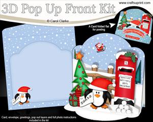 3D Pop Up Front Penguin Xmas Card Kit
