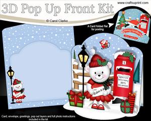 3D Pop Up Front Teddy Tess Xmas Card Kit