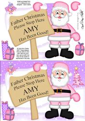 Xmas Father Christmas Amy's Been Good A5 3D Decoupage